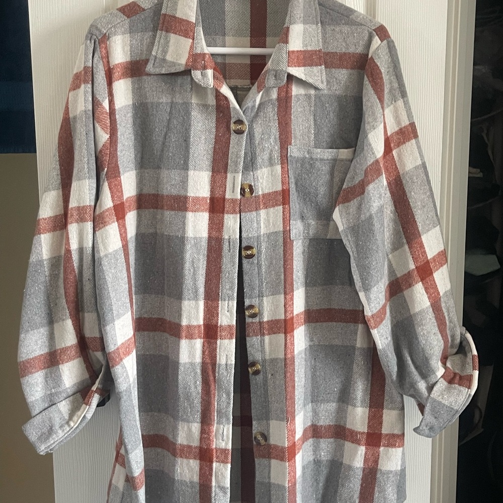 SET Marleylilly Women's Plaid Button Down Shirts with faux suede faux pockets.
